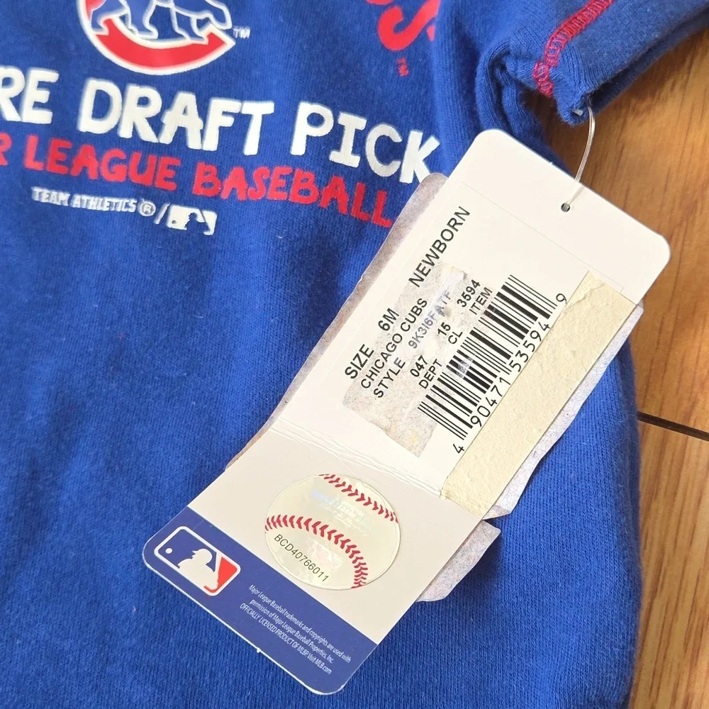 MLB Chicago Cubs NWT 6M Future Draft Pick Baseball Baby Fan 100% Cotton